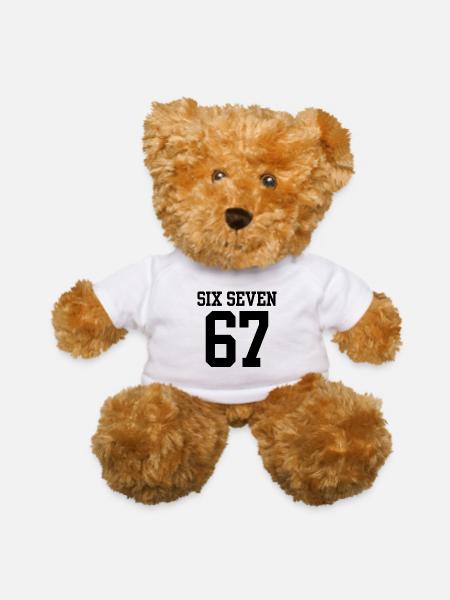Funny Six Seven 6 7 Meme Gen Alpha Slang 6 7 - Teddy Bear - white - Front