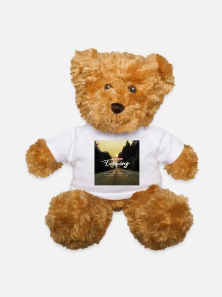 Good Evening Floral Script - Teddy Bear - white - Front
