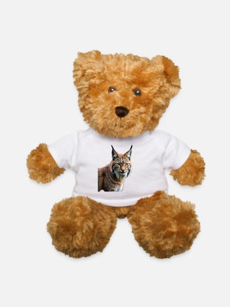Golden Lynx Close-Up Art - Teddy Bear - white - Front
