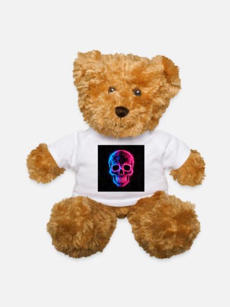 Neon Skull - Teddy Bear - white