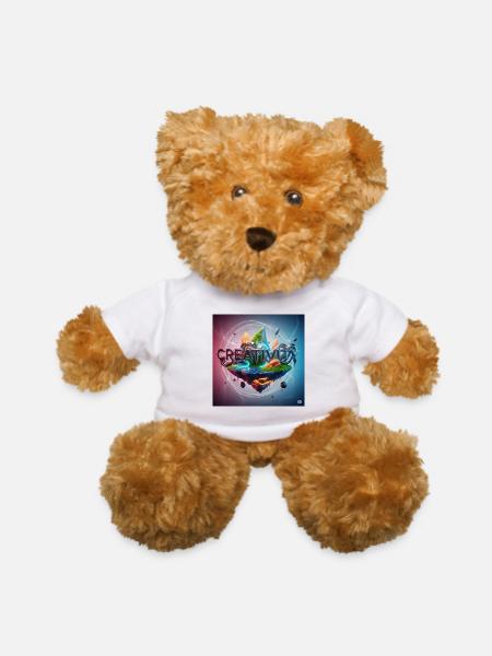 Floating Island with Creative Wordscape - Teddy Bear - white - Front