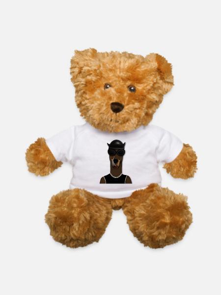 El Pinscher Does Biker Night – Cool Dog Art - Teddy Bear - white