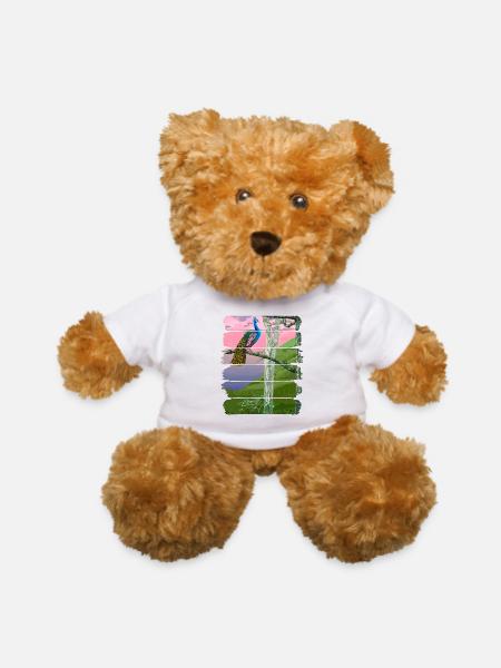 Elegant Peacock On Tree - Teddy Bear - white - Front