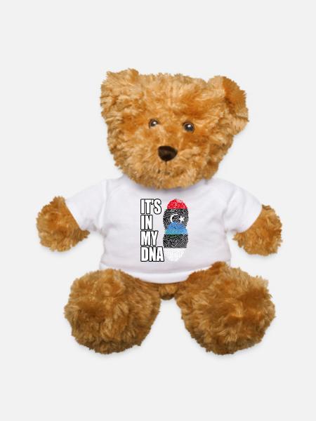 Libyan And Estonian Mix Heritage DNA Flag - Teddy Bear - white - Front