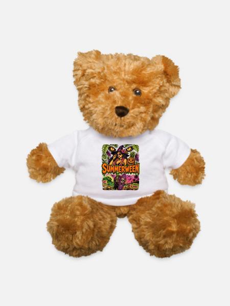 Summerween Neon Witch & Monster Waves - Teddy Bear - white