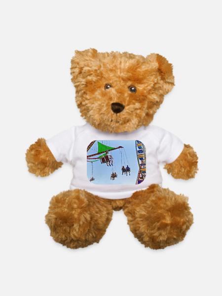 Swing Ride Next to Ferris Wheel - Teddy Bear - white - Front