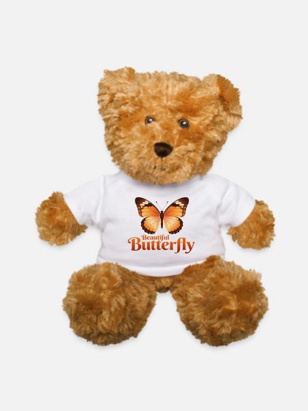 Beautiful Butterfly – Elegant Colorful Nature - Teddy Bear - white