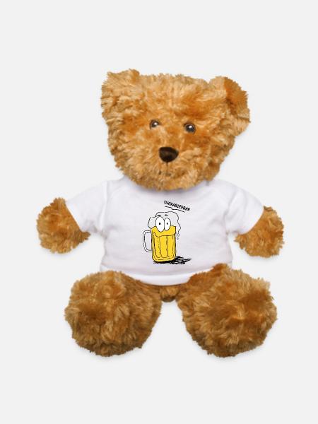 Funny Beer Shirt Funny Picture - Teddy Bear - white - Front