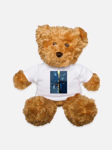 Golden Dragon Eye Abstract Blue Art Design - Teddy Bear - white - Front