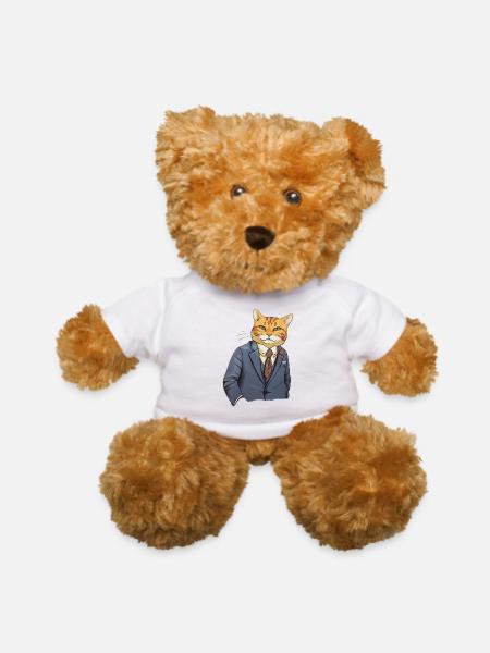 Cat in a Suit - Teddy Bear - white - Front