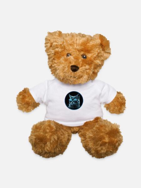 Cool blue Cat with Sunglasses - Teddy Bear - white - Front