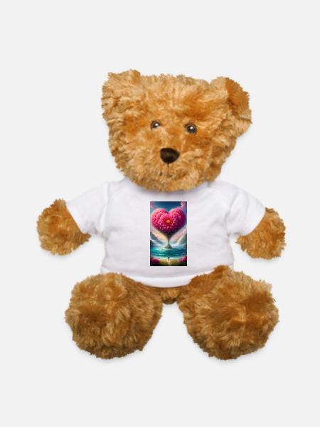 Heart Bloom Landscape - Teddy Bear - white