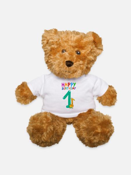 Happy 1st Birthday - Teddy Bear - white - Front