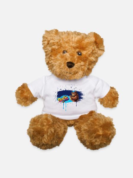 Berlin Graffiti Bear with Spray Can Street Art - Teddy Bear - white - Front