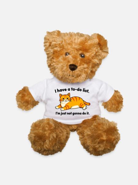 Procrastinating Orange Tabby Meme - Teddy Bear - white - Front