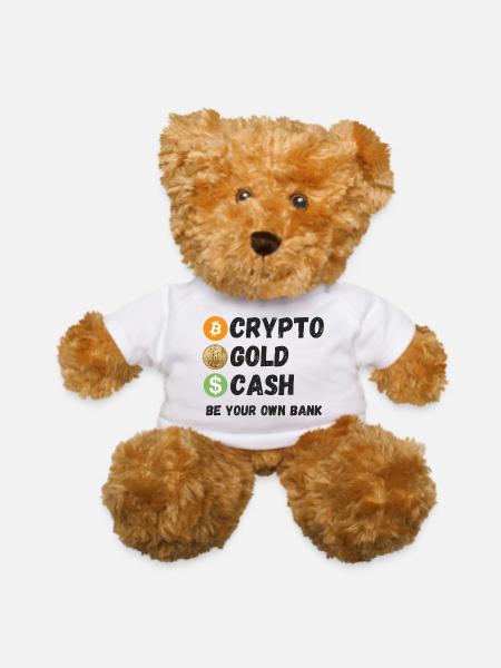 Gold Cash | Be Your Own Bank | Self-Sovereignty - Teddy Bear - white - Front
