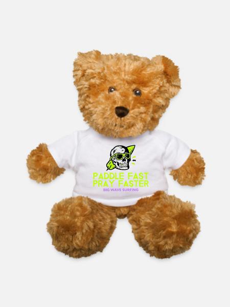 Skull Surf Neon: Paddle Fast Pray Faster - Teddy Bear - white - Front