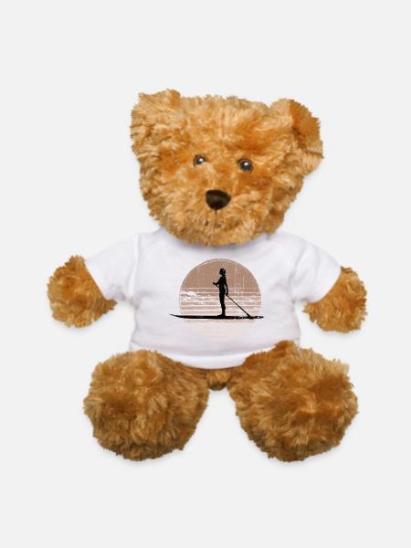 Sunset Paddleboard Silhouette - Teddy Bear - white - Front
