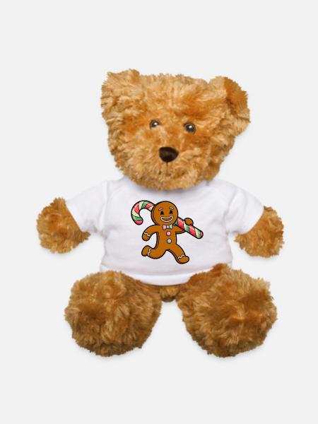 Gingerbread Joy with Candy Cane - Teddy Bear - white