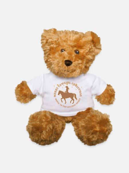 Cowgirl Christmas  - Teddy Bear - white - Front