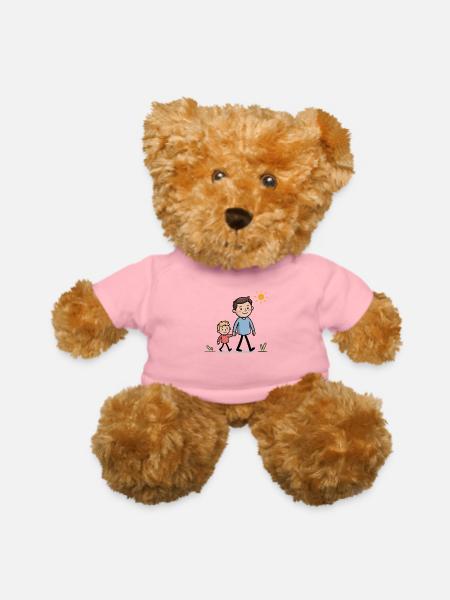 Father and Son Doodle Drawing - Teddy Bear - petal pink