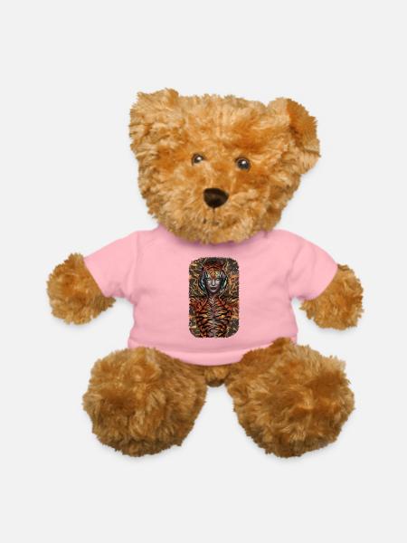 Fierce Jungle Tiger Spirit Fantasy Artwork - Teddy Bear - petal pink - Front