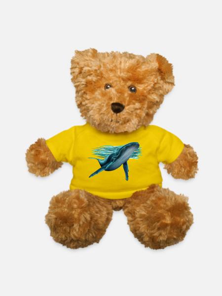 Azure Whale in Ocean Brushstroke - Teddy Bear - yellow - Front