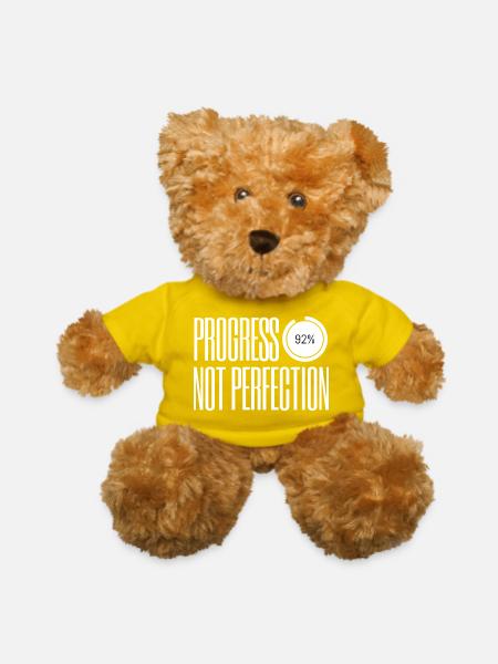 Progress Not Perfection (92%) — Minimal Motivation - Teddy Bear - yellow - Front