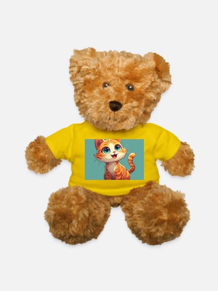 Happy Orange Tabby Kitten - Teddy Bear - yellow - Front