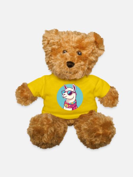 Sunlit Llama in Colorful Scarf - Teddy Bear - yellow