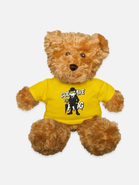 Frog Gentleman in Suit with Umbrella - Teddy Bear - yellow - Front