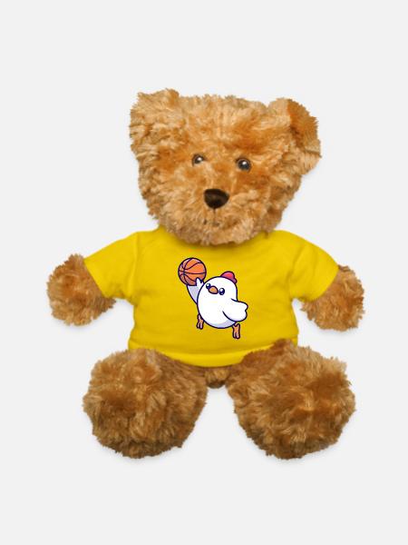 Hoop Chick Cartoon Basketball Hen - Teddy Bear - yellow - Front