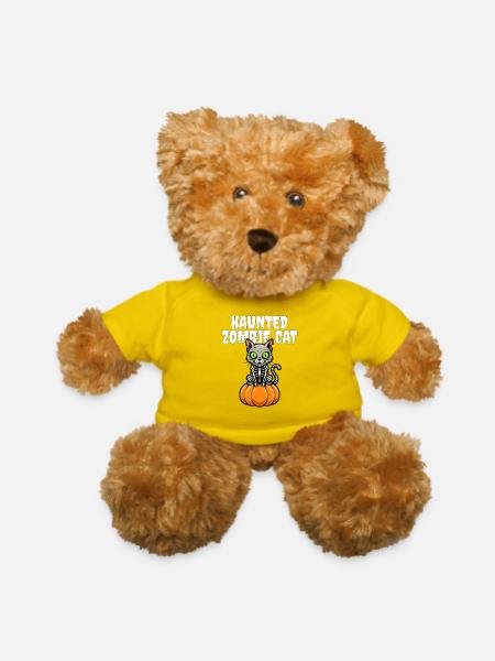 HAUNTED ZOMBIE CAT - ZOMBIE HALLOWEEN - Teddy Bear - yellow - Front
