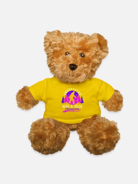Vintage Retro Bigfoot Hide & Seek World Champion - Teddy Bear - yellow - Front