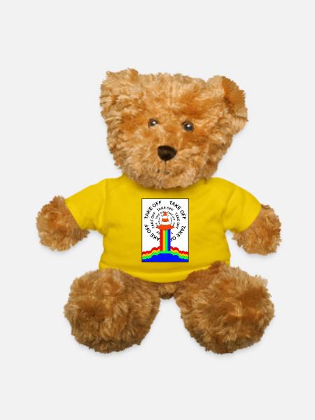 Safety Cone Rocket Rainbow Smoke Funny - Teddy Bear - yellow - Front