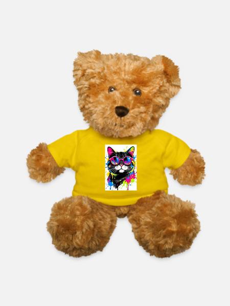 Neon Splash Cat Sunglasses - Teddy Bear - yellow - Front