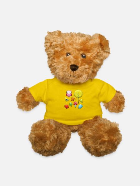 Birds Trees - Teddy Bear - yellow