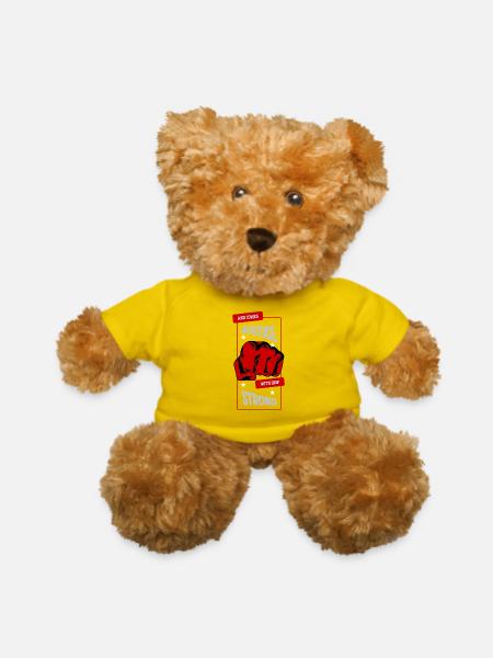 Justice Comes Strong–Powerful Fist Protest Graphic - Teddy Bear - yellow