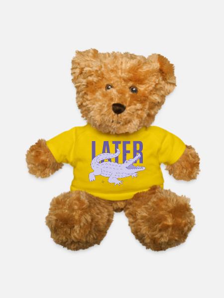 Purple Alligator with LATER Text - Teddy Bear - yellow