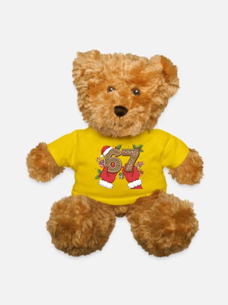 Holiday Gingerbread 6 7 Meme - Teddy Bear - yellow - Front