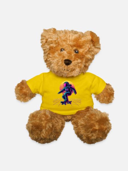 Neon Astronaut Skateboarder - Teddy Bear - yellow