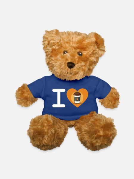 I Love Coffee (Cup) - Teddy Bear - royal blue - Front