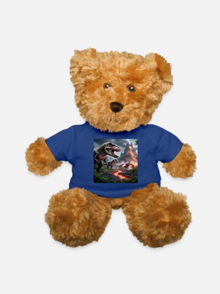 a breathtaking prehistoric dinosaurs landscape - Teddy Bear - royal blue - Front