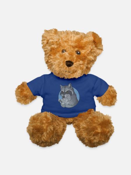 Blue Raccoon Bubbles - Wash your hands ! - Teddy Bear - royal blue