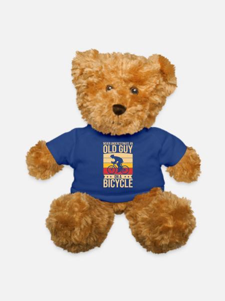 Old Guy on a Bicycle Retro Silhouette - Teddy Bear - royal blue - Front