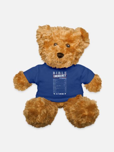 Bible Emergency Numbers - Teddy Bear - royal blue - Front