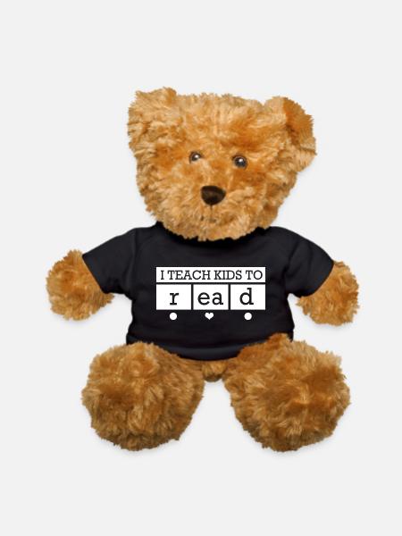 Reading Teacher Read Book Literature - Teddy Bear - black - Front