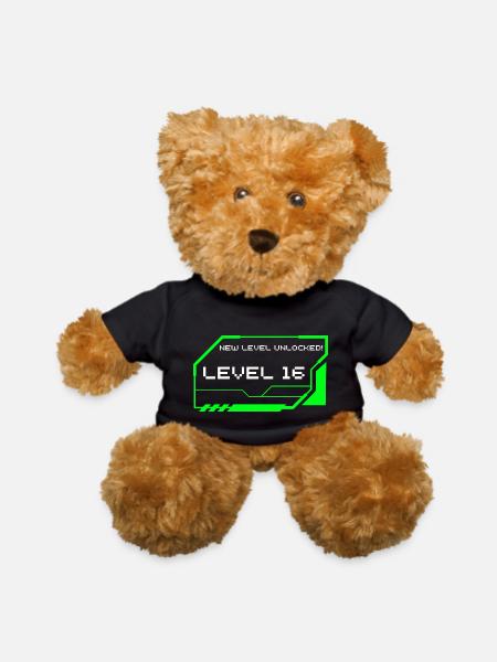 LEVEL 16 Achieved Birthday Level Up - Teddy Bear - black - Front