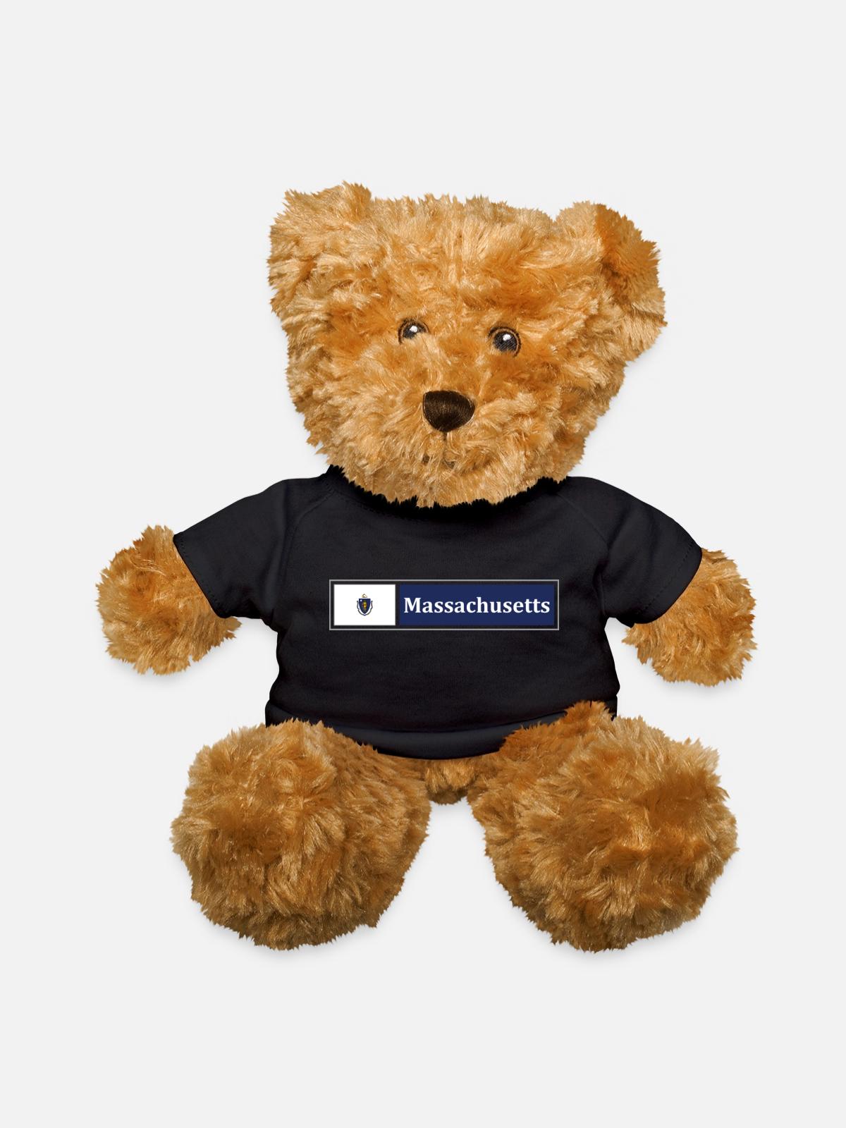 Massachusetts Flag - Teddy Bear - black - Front