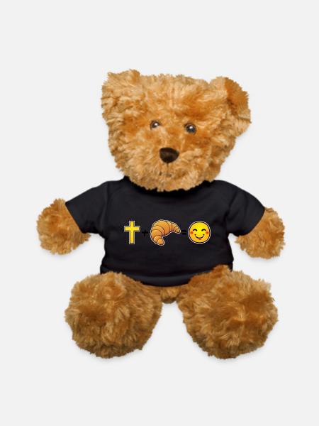 Christ Plus Croissants Equals Happiness - Teddy Bear - black - Front